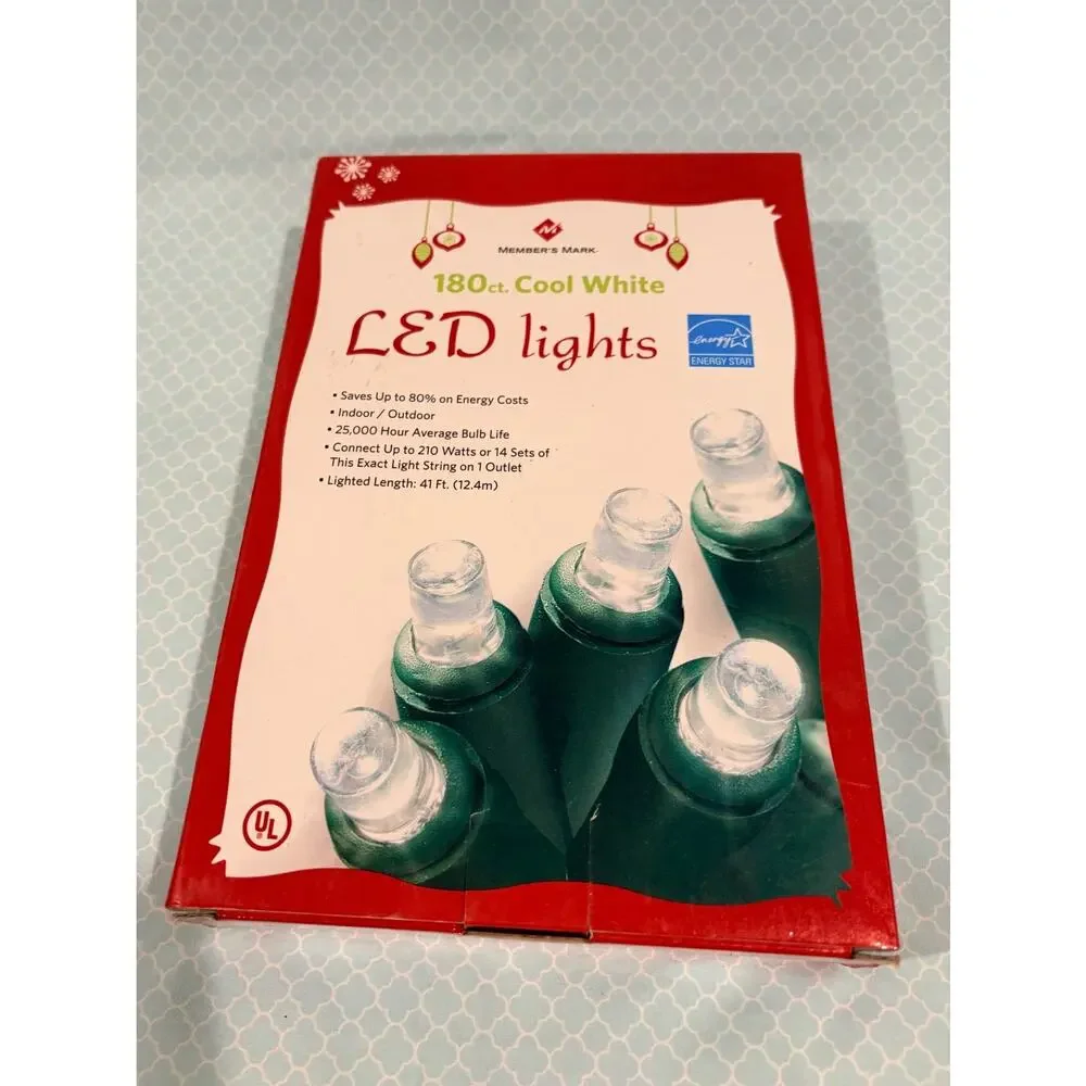 Members Mark 180 ct Cool White LED lights‎ Christmas Holiday Decor Lighting